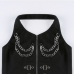 9Cool Chain Patchwork Halter Neck Black Tanks