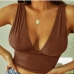 9Deep V Neck Solid Women Camisole Tops