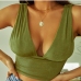 1Deep V Neck Solid Women Camisole Tops