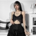 7Designer Black Lace Chain Patchwork Cropped Tank Tops 