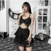 8Designer Black Lace Chain Patchwork Cropped Tank Tops 