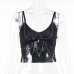 10Designer Black Lace Chain Patchwork Cropped Tank Tops 