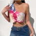 1Designer One Shoulder Butterfly Cropped Tops