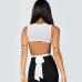 4Designer White Tie Wrap Cropped Tank Tops