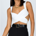 1Designer White Tie Wrap Cropped Tank Tops