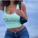 5Fashion Hot Drilling Letter Sleeveless Crop Tank Top