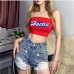 3Fashion Letter Printed Strapless Crop Tank