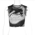 9Fashion Printed Crew Neck Crop Tank Top