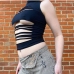 6Fashion Solid Cut Out Cropped Tank Top