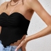 6Fashion Solid Irregular Hem Strapless Top 