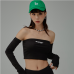 6Fashionable Black Letter Printed Tube Cropped Tops