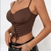 8Front Lace-Up Solid Sexy Camisole