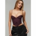 1Front Lace-Up Solid Sexy Camisole