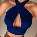 19Halter Cross Neck Backless Tank Tops For Women