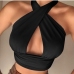 1Halter Cross Neck Backless Tank Tops For Women