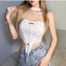 12Halter Neck Lace-up Solid Women's Tops