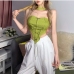 1Halter Neck Lace-up Solid Women's Tops