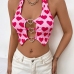 5Heart Printed Cut Out Crop Tank Top