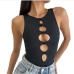 3Hollow Out Print Solid Sexy Tank Top Women