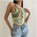 4Hollow Out Print Solid Sexy Tank Top Women