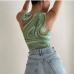 5Hollow Out Print Solid Sexy Tank Top Women