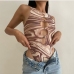 6Hollow Out Print Solid Sexy Tank Top Women