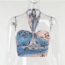 5Hollow Out Printed Sleeveless Halter Neck Top