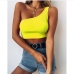 4Inclined One-shoulder Cropped Tank Top