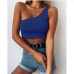 6Inclined One-shoulder Cropped Tank Top