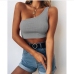 7Inclined One-shoulder Cropped Tank Top