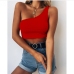 9Inclined One-shoulder Cropped Tank Top