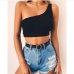 11Inclined One-shoulder Cropped Tank Top