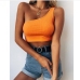 1Inclined One-shoulder Cropped Tank Top
