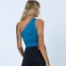 5Inclined Shoulder Ruched Cropped Tank Top