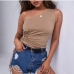 1Irregular Drawstring Inclined Shoulder Tank Top