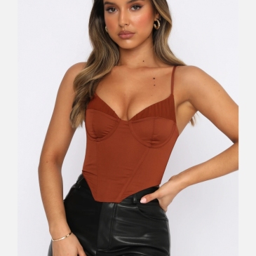 Irregular Zipper Up Spaghetti Strap Cropped Cami