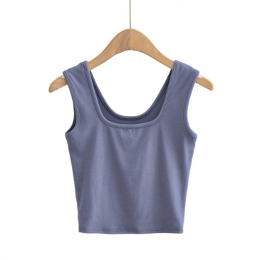 Korean Style U Neck Solid Women Tank Top