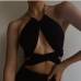 5Ladies Designer Chain Halter Neck Cropped Top Tanks