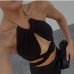 1Ladies Designer Chain Halter Neck Cropped Top Tanks