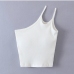 13Latest Solid One Shoulder Cropped Tank Top