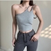 5Latest Solid One Shoulder Cropped Tank Top