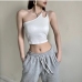 8Latest Solid One Shoulder Cropped Tank Top