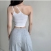 10Latest Solid One Shoulder Cropped Tank Top