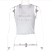 7Letter Casual Hot Drilling White Sleeveless Tank Tops