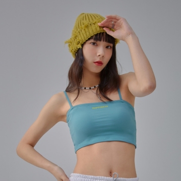 Letter Slim Fitted Spaghetti Strap Cami Crop Top