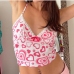 5Lovely Heart Printed V Neck Cropped Tank Tops