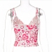 7Lovely Heart Printed V Neck Cropped Tank Tops