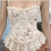 1Low Cut Lace Patchwork Sexy Tank Top 