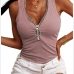 3New Front Zipper Sleeveless Tank Top Women