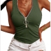 4New Front Zipper Sleeveless Tank Top Women